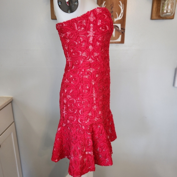 BCBGMaxazria Marina Short Strapless Ruffle Hem Dress NWT - Picture 4 of 13